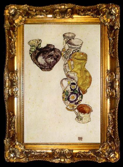 framed  Egon Schiele Peasants- Jugs, ta009-2